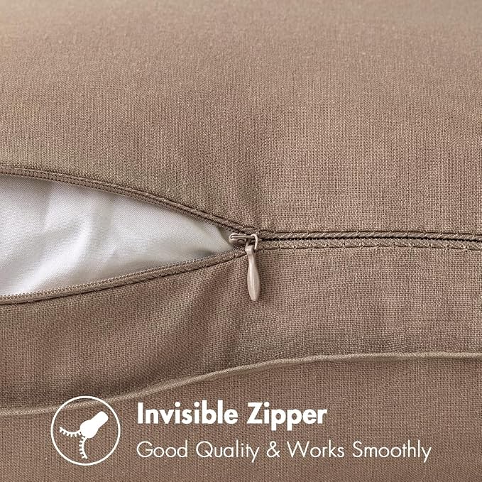 MIULEE Pack of 2 Decorative Linen Pillow Covers 12x20 Inch Coco Brown | Boho Farmhouse Modern Soft Accent Lumbar Throw Pillows Neutral Cushion Covers for Sofa Couch Bed Living Room Home Decor