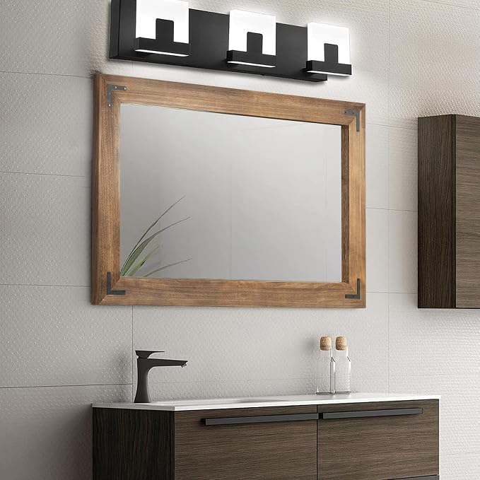 YOSHOOT Rustic Wooden Framed Wall Mirror, Natural Wood Bathroom Vanity Mirror for Farmhouse Decor, Vertical or Horizontal Hanging, 72" x 36", Brown