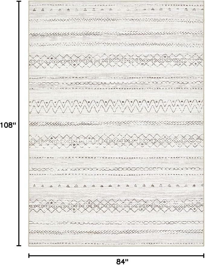 cotiled 7x9 Area Rugs Living Room Rug: Washable Boho Rugs with Non Slip Backing Large Soft Indoor Stain Resistant Carpet for Bedroom Farmhouse Dining Room Lightweight Home Decor Brown