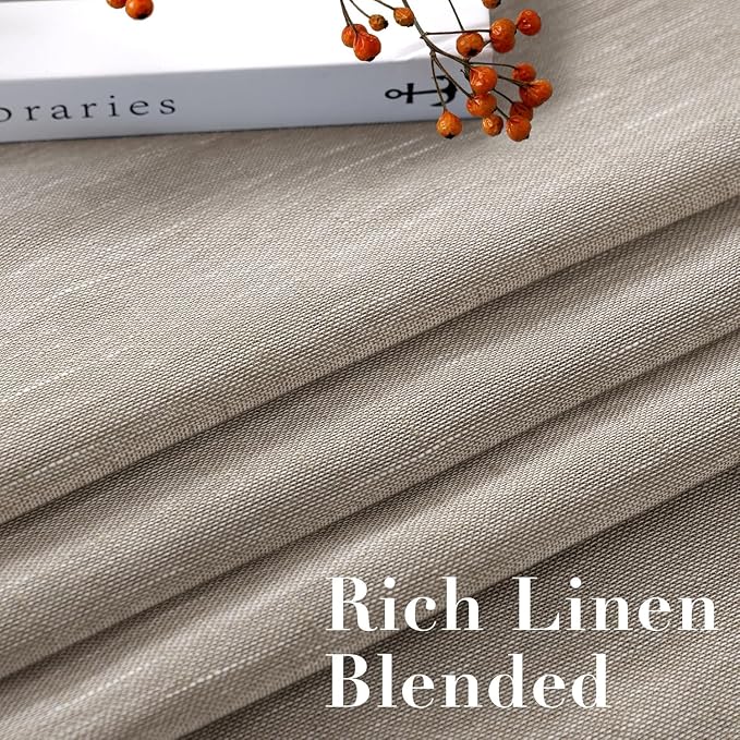 H.VERSAILTEX Linen Curtains Flax Linen Blended Curtain Panels for Living Room/Bedroom Semi Sheer Privacy Curtains 63 inch Length 2 Panels Set Nickel Grommet Window Drapes, Taupe