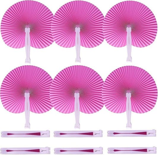 20 Pieces Pink Round Paper Fans | Foldable Handheld Fans for Women,Folding Hand Fans for Wedding,Bridal Guest,Church,Party Favors,Dancing,Birthday,DIY