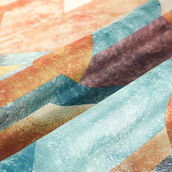 Leeva Window Treatment Curtains for Room Divider, Modern Printing Light Blocking Windows Curtain for Bedroom, Orange Linen Textured Drapes 106 Inches Long, Set of 2, 60 x 106