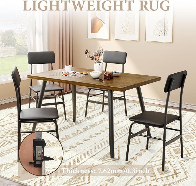 Area Rug for Living Room 9x12: Large Washable Boho Moroccan Rugs Geometric Neutral Rug, Non-Slip Foldable Morden Farmhouse Indoor Floor Carpet for Bedroom Dining Room Home(Beige Brown,9'x12')