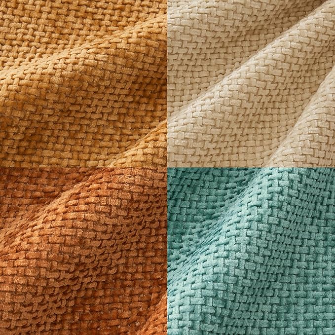 MIULEE Pack of 4 Orange/Teal Couch Throw Pillow Covers 20x20 Inch Yellow Green Soft Decorative Chenille Pillows Farmhouse Accent Cushions for Boho Fall Home Decor Sofa Bedroom Living Room