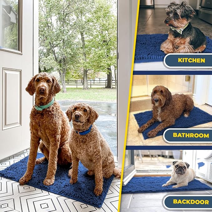 Muddy Mat® | Super Water Absorbent Door Mat Indoor, Microfiber Quick Dry Chenille Entryway Rug,Slip Resistant Front Door Mat,Indoor Mats for Entryway,Machine Washable Pet Rug, Navy Blue XXL 60"X48"