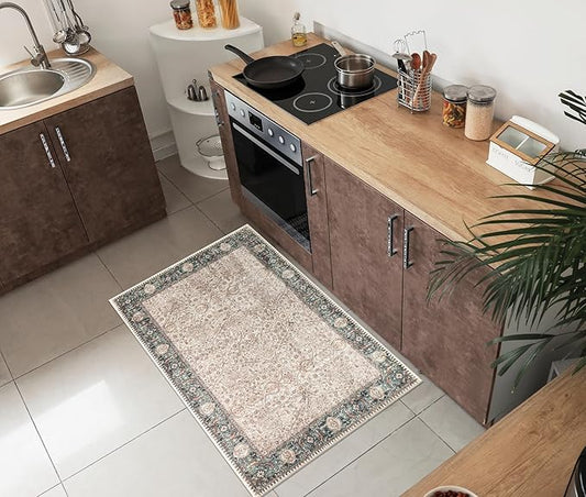 Keen Home Design 24"x36" Rug - Machine Washable Entry Rug with Non-Slip Backing, Ideal for Enteryway, Kitchen, Bathroom, Laundry Room - Vintage, Easy Clean, Durable, Low Pile - (2' x 3')