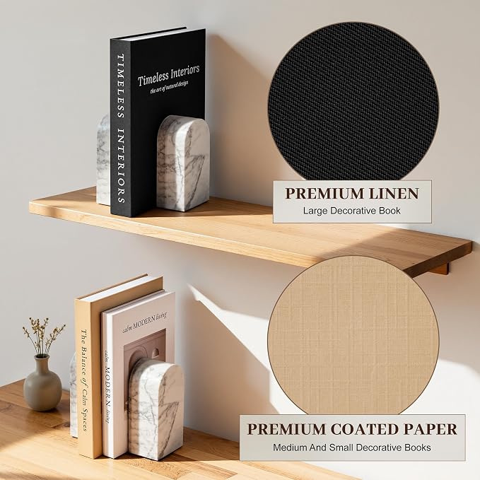 JARLINK Beautiful Decorative Books, Set of 3 Stackable Fake Books for Coffee Table, Shelf & Mantel Decor - Modern Home Decoration with Hidden Storage for Photos, Keepsakes & Living Room Styling, Black