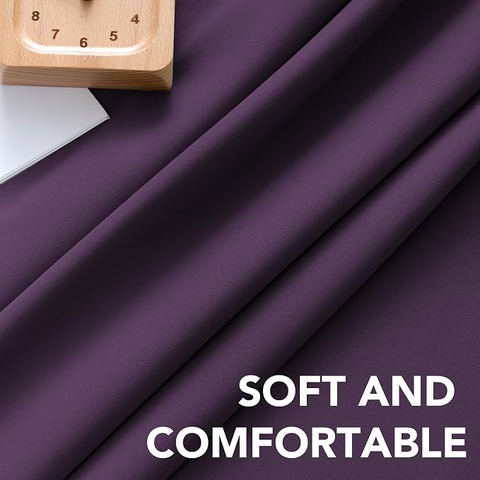 H.VERSAILTEX Blackout Curtains Thermal Insulated Window Treatment Panels Room Darkening Blackout Drapes for Living Room Back Tab/Rod Pocket Bedroom Draperies, 52 x 54 Inch, Plum Purple, 2 Panels