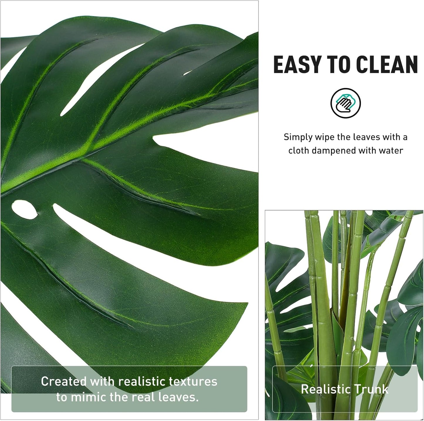 Artificial Monstera Plant 5ft, Realistic Fake Plants with Silk Leaves & Texture Trunk, Artificial Plants for Home Office Decor Indoor Outdoor Housewarming Gift