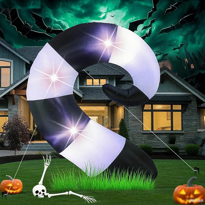 VIHOSE 4.69 ft Halloween Worm Inflatable Decoration Blow up Inflatable Worm Built-in LED Lights for Halloween Outdoor Garden Lawn Scary Party Decor