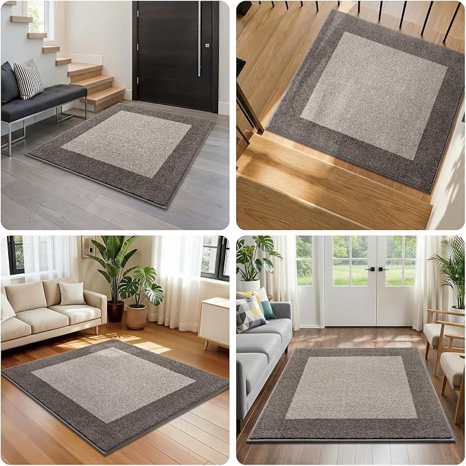 Washable Area Rug 48" x 48", Non Slip Kitchen Rug for Floor, Absorbent Entrance Rug for Dining Room, Bedroom, Living Room (Roll Packing)