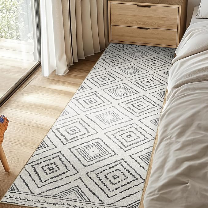 BESTSWEETIE Area Rug 2x6 Rug Machine Washable Non-Slip Low Pile Print Pattern Western Rug for Living Room Bedroom Entryway Tribal Series -Navywhite/Black