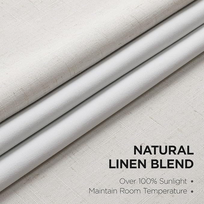 Joydeco Pinch Pleated Linen Curtains for Living Room, 100% Blackout Curtains 84 inches Long 2 Panel Thermal Insulated Pinch Pleat Drapes(Ivory,40'' Wx84'' L)