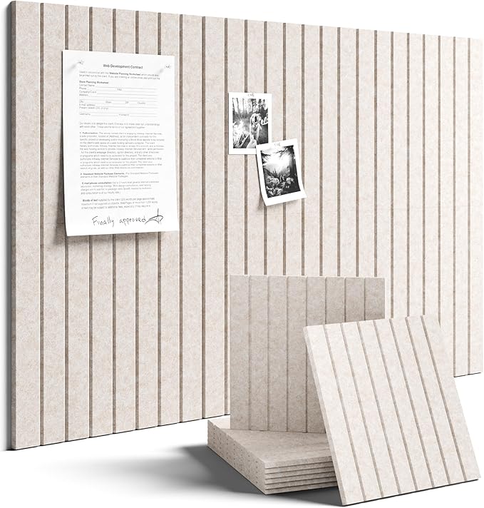 Fluxynara Large Felt Bulletin Board 36" x 24" Cork Board Alternative-6 Pack with 32 Safe Removable Adhesive Tabs, Cork Boards for Walls Cork Board for Home Office Classroom Pin Board -Oatmeal