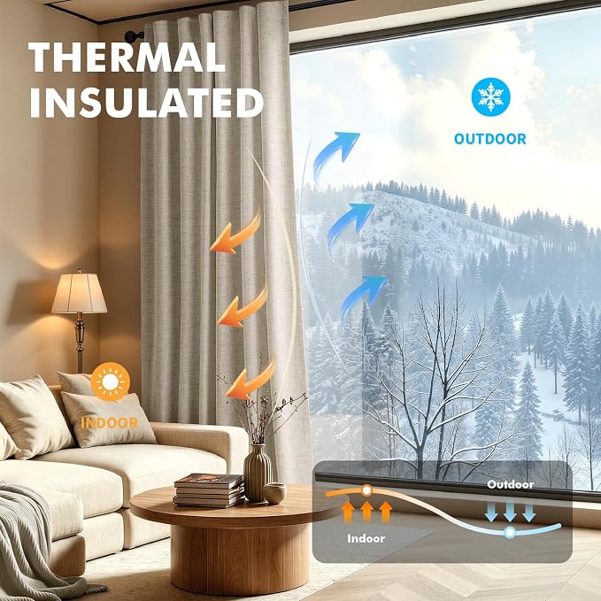 MIULEE 100% Blackout Linen Curtains for Bedroom, Cobblestone Solid Luxury Decor Thermal Insulation Room Darkening Drapes for Living Room Back Tab Rod Pocket 42 x 63 Inches, 2 Panels