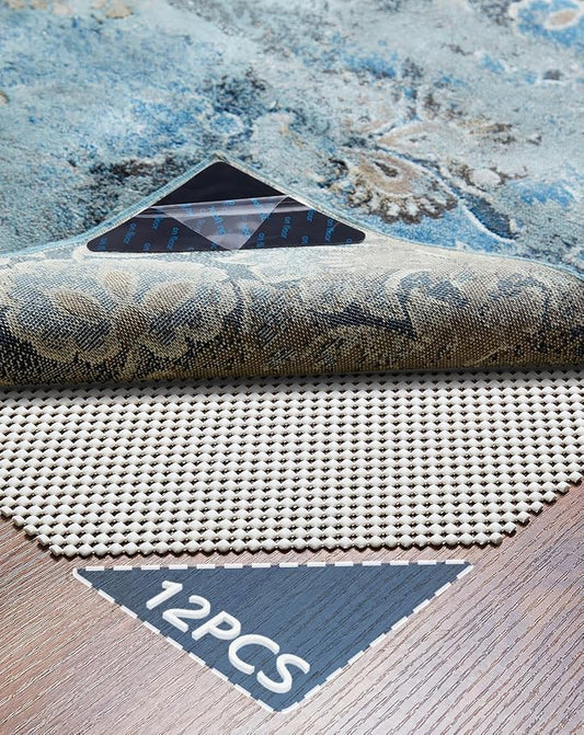 Veken Rug Gripper Pad for Hardwood Floors Tile Floors with 12 Pcs Rug Tape, Thick Cushion Non Slip Rug Pads for Area Rugs, Under Carpet Anti Skid Mat, Keep Your Rugs Safe and in Place, 2x3 Ft