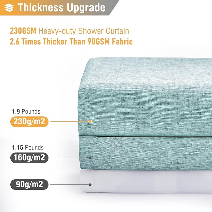 BTTN 78 Inch Long Shower Curtain - Linen Textured Thick Weighted Fabric Shower Curtain Set with 12 Plastic Hooks, Turquoise Tall Neutral Waterproof Polyester Shower Curtains for Bathroom, 72x78, Teal