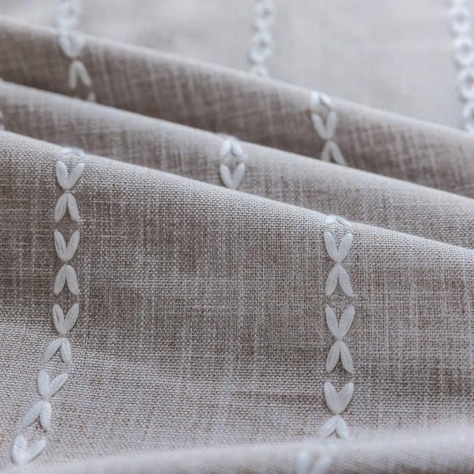 RoomTalks Country Farmhouse Cotton Polyester Curtains for Bedroom Living Room 63 Inch Length Light Filtering Boho Chic Cabin Rustic Window Curtain Panels with Tassels Striped Bohemian Draperies