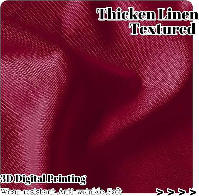Renaiss 26 x 24 Inch Burgundy Red Semi-Blackout Window Curtains for Kitchen Bathroom Window Treatment Tier Rod Pocket Christmas Decorative Curtains with Back Tab Linen Texture Curtains 2 Panels