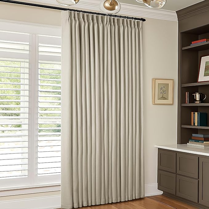 Pinch Pleated Blackout Curtains 60 Inches Wide 96 Inches Long for Bedroom Living Room Darkening Linen Blend Large Window Curtains Thermal Soundproof Neutral Drapes Taupe Burlywood Birch 60x96 1 Panel