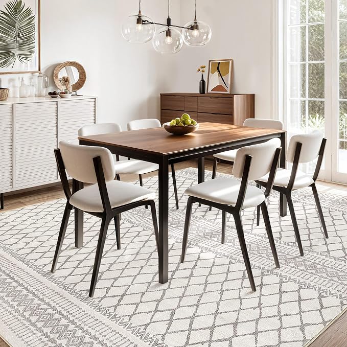 cotiled 10x14 Area Rugs Living Room Rug: Washable Boho Rugs with Non Slip Backing Large Soft Indoor Stain Resistant Carpet for Bedroom Farmhouse Dining Room Lightweight Home Decor Beige/Gray