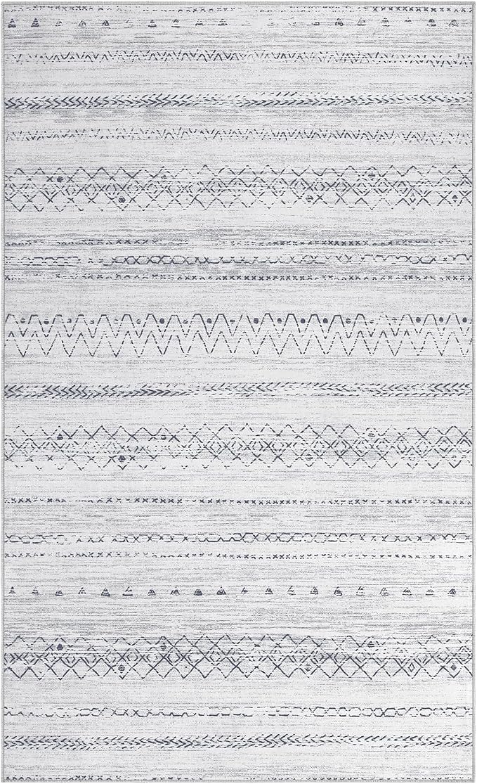 cotiled 3x5 Area Rugs Living Room Rug: Washable Boho Rugs with Non Slip Backing Small Soft Indoor Stain Resistant Carpet for Bedroom Farmhouse Dining Room Lightweight Home Decor Grey