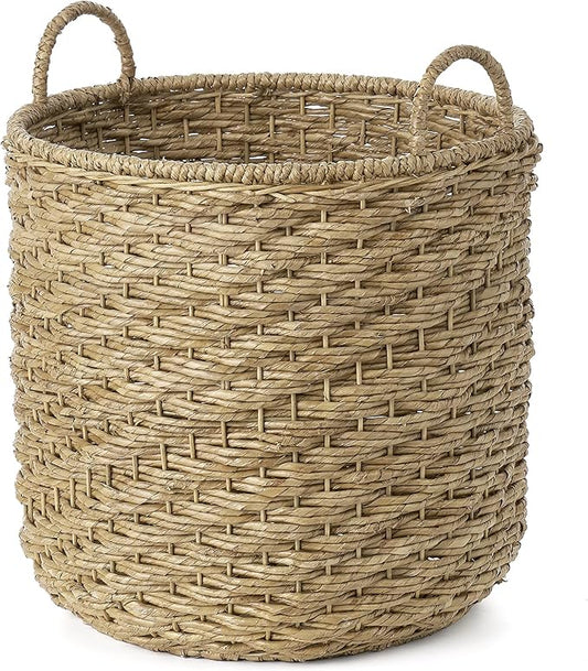 Large Spiral Weave Bangkuang Basket with Handles