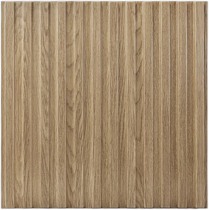 Art3d Slat Wall Panel, 3D Fluted Textured Panel 12-Tile 19.7 x 19.7in. - Walnut