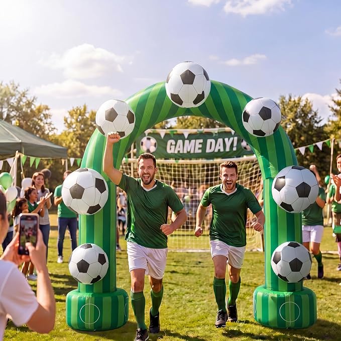 Jenaai 8ft Giant Soccer Inflatable Arch, Blow up Soccer Goal Outdoor Yard Decorations with Built in LED Lights for Fans Field Club Senior Night Sports Tournament Photo Prop Birthday Party Decor