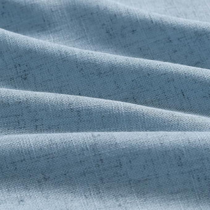 Nanspring Blue Linen Curtains for Living Room 2 Panels Set Extra Long Back Tab Light Filtering Semi Sheer Curtain Drapes for Bedroom Neutral Farmhouse Ceiling to Floor for Large Window 52x100