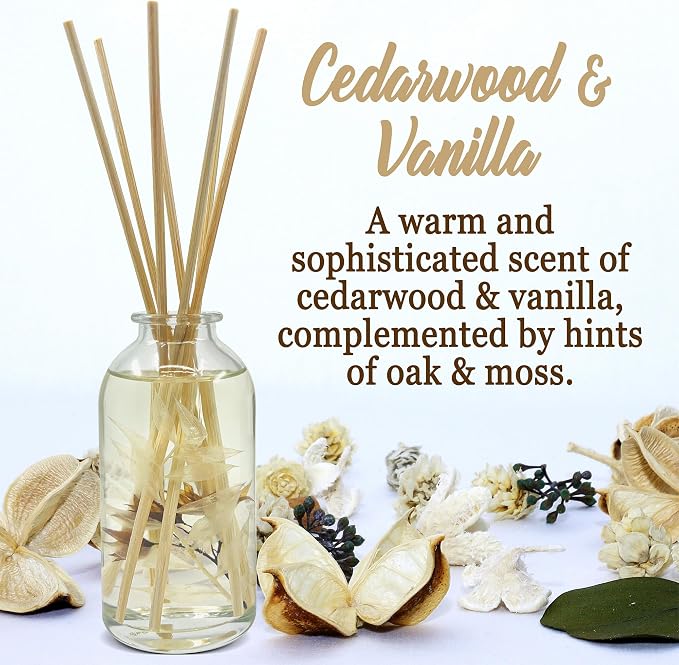 Urban Naturals Reed Diffuser Set, Cedarwood & Vanilla - Bathroom Décor | Made with Essential Oils & Real Botanicals, Cedar, Oak and Moss, Made in the USA
