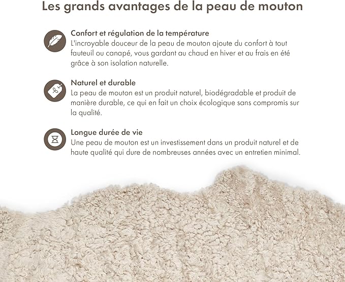 Nordic Sheep Real Sheepskin Rug Short Hair 2x3 ft | Bedside Rugs for bedrooms, Sofa, Chair or Dining Table | Each Sheepskin is Unique and Created by Nature | Small Fluffy Rug in Beige