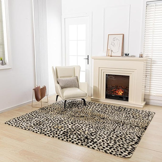 Asuprui Cheetah Print Area Rug – Soft Leopard Rug Animal Print Cowhide Rug for Kids' Room Decor, Playroom or Nursery (5.9 x 7 Ft)