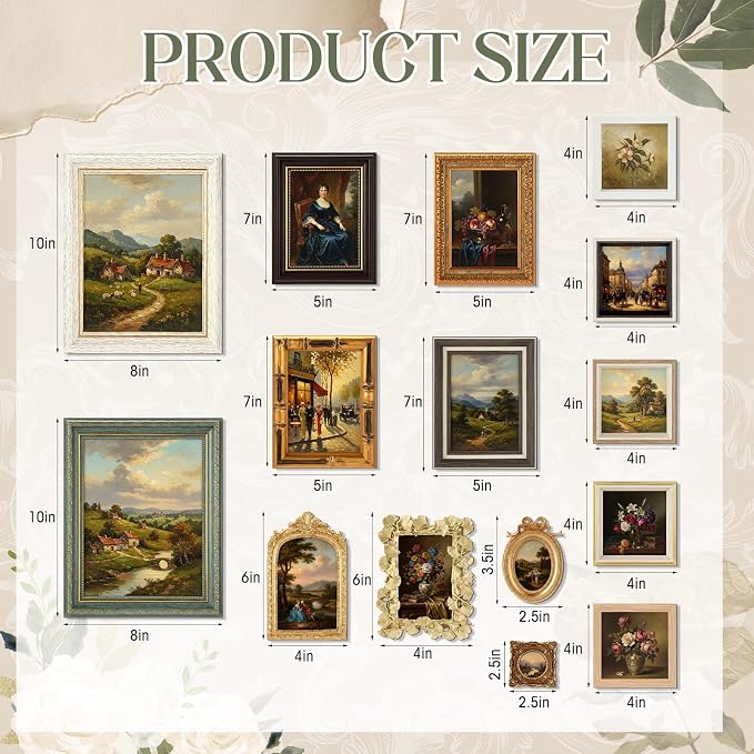 Kathfly 20 Pack Vintage Picture Frames for Wall, Tabletop Display Ornate French Country Frames Vintage Farmhouse Decor Antique Wall Frame Set for Gallery Bedroom Living Room Decor (Simple Style)