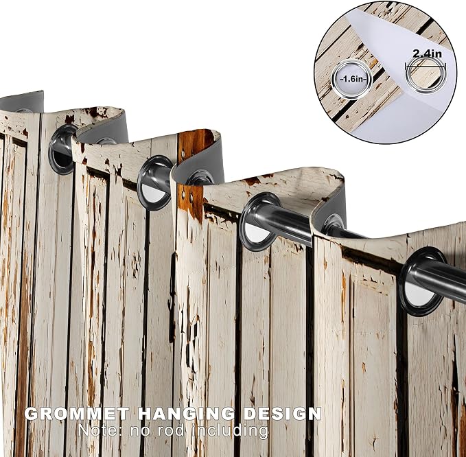 MissHope Rustic Wood Barn Door Blackout Curtains Village Wooden Home Decor Vintage Farmhouse Country Plank Decorate for Bedroom Living Room Grommet Window Drapes 2 Panel Set, 42"x63"