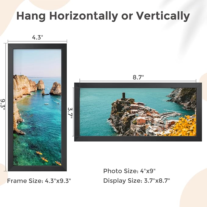 FLYJOE 4x9 Aluminum Picture Frame - 4 x 9 Business License Certificate with Real Glass,Tabletop Display, Mounting Horizontally or Vertically Decor for Wall Gallery 9x4 Poster Photo Frames, Black