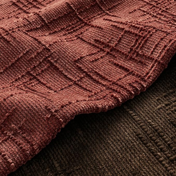 MIULEE Slubby Textured Decorative Throw Pillow Covers 20x20 Inch Set of 2 Boho Farmhouse Soft Cozy Chenille Pillows Cushion Cases Modern Fall Home Decor for Couch Sofa Bed Living Room, Terracotta