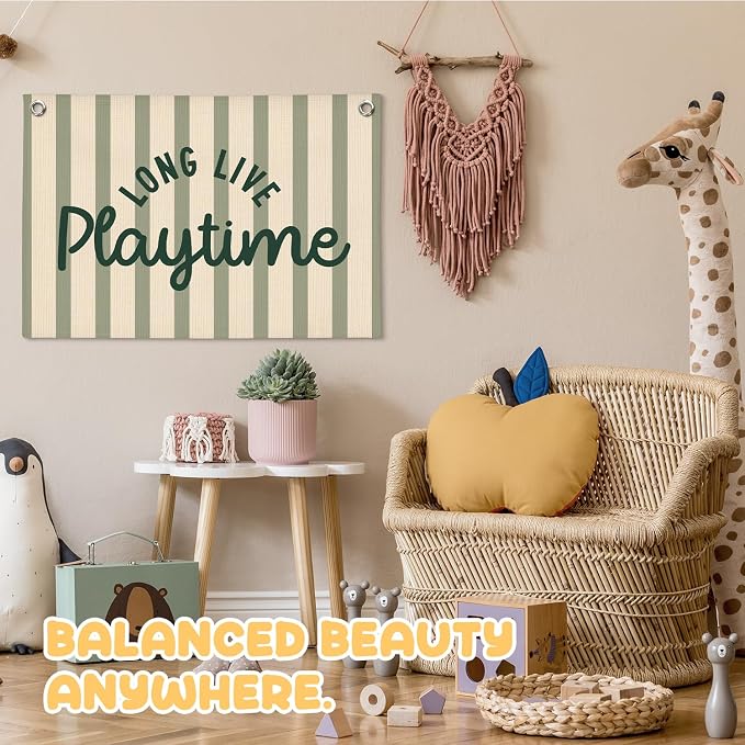 Playroom Wall Decor, Long Live Playtime Linen Canvas Banner, Toddler Playroom Decor Kids Room Nursery Wall Decor for Toddler Boys Toy Room Bedroom, 30x20 Inch