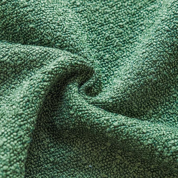 Foindtower Set of 2, Decorative Textured Boucle Throw Pillow Covers Accent Solid Pillow Cases Neutral Cozy Couch Cushion Case for Chair Sofa Bedroom Living Room Home Decor 24 x 24 Inch Hunter Green