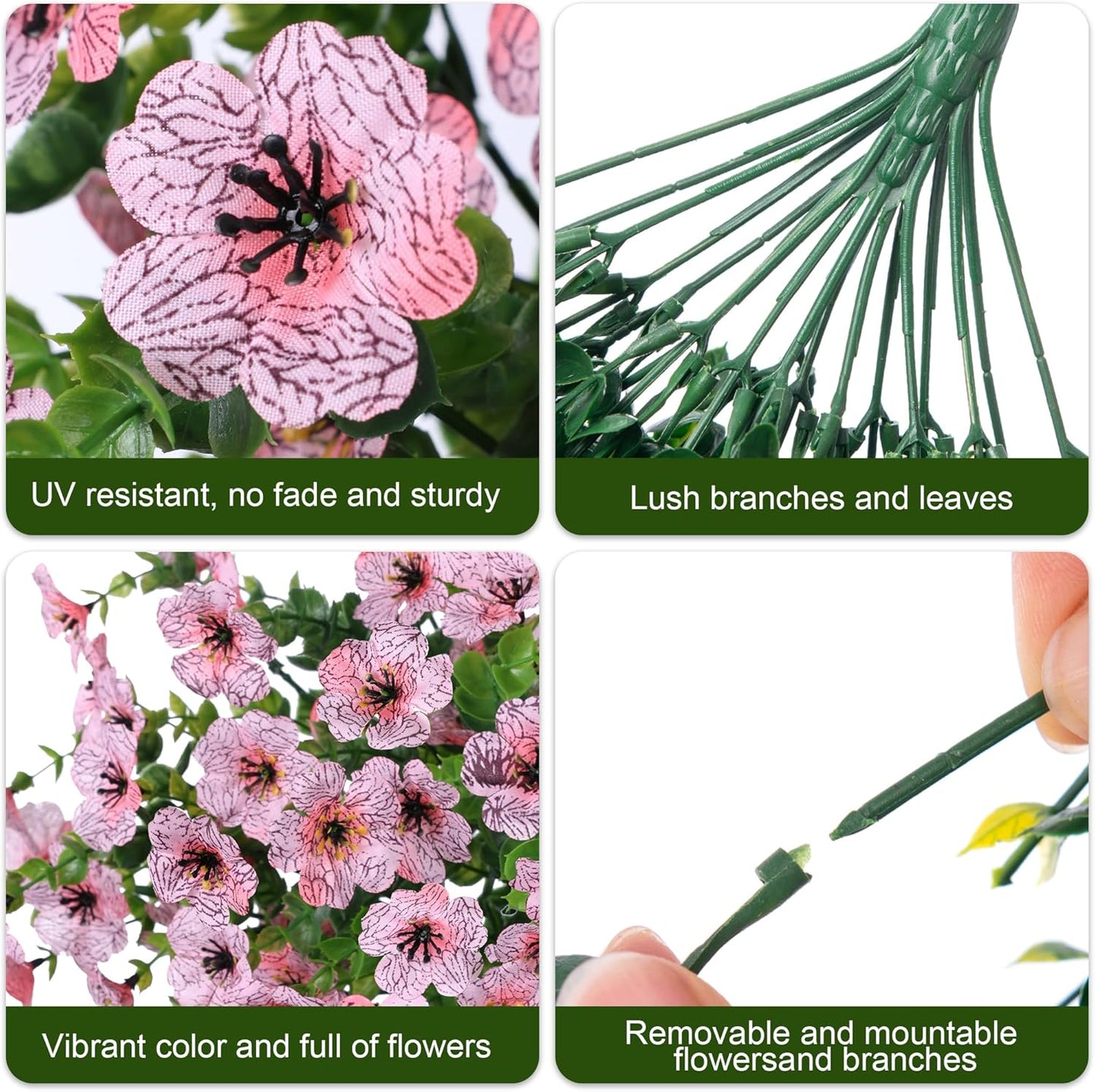 Artificial Faux Outdoor Outside Flowers Plants, 2 PCS Fake Silk UV Resistant Look Real Pink Daisy Trailing Vines for Front Door Porch Planter Urn Patio Balcony Decoration