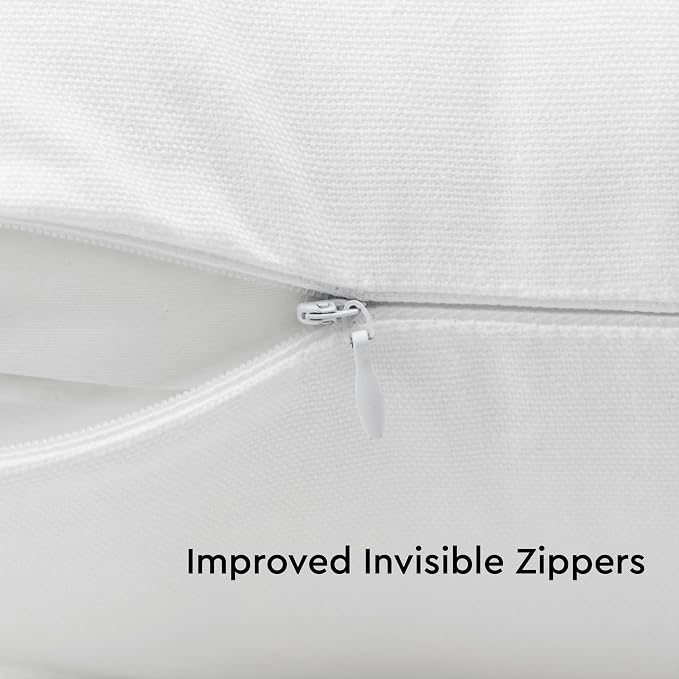 Encasa XO Throw Pillow Covers 12x12 in Set of 2 White | No Inserts | Cotton Pillow Covers for Living Room, Bed, Sofa, Couch | Decorative Cushion Covers with Improved Zipper