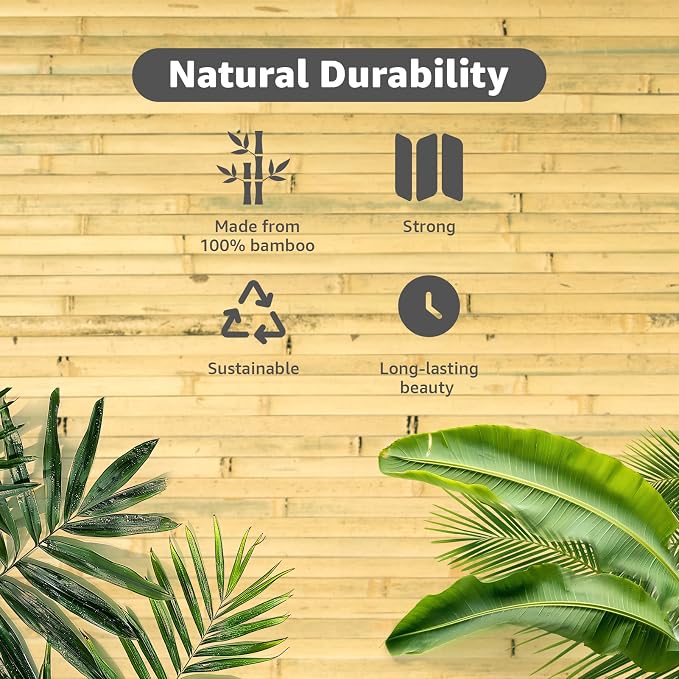 Art3d Natural Bamboo Wall Panel for Interior Wall Decor, Renewable Pole Wrap Wainscoting Paneling for Wall Ceiling Furniture Cabinet Office, 48 x 96 Inch - Natural