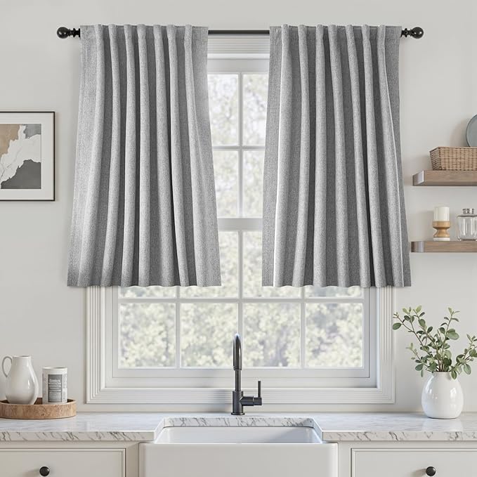 UHITECH 36 Inch Curtains for Cafe Short Blackout Curtains for Living Room Small Window Panels Back Tab Modern Thermal Blackout Out Drapes Room Darkeing