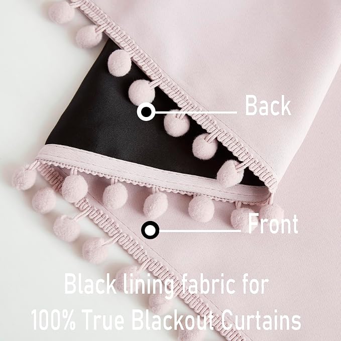 Treatmentex Blackout Window Curtains for Bedroom Pink Girls Room Curtains 54" Length Thermal Insulated Curtain Panels 52" W x 54" L 2 pcs Rod Pocket
