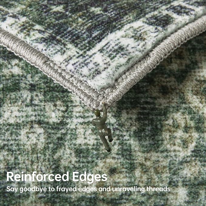 Sasttie 5x7 Area Rugs, Ultra-Soft Washable Rug, Low Pile Foldable Thin Carpets with Non-Slip Backing, Skin-Friendly Stain Resistant Carpet for Living Room, Bedroom, Kitchen, Dorm, 5x7, Dark Green