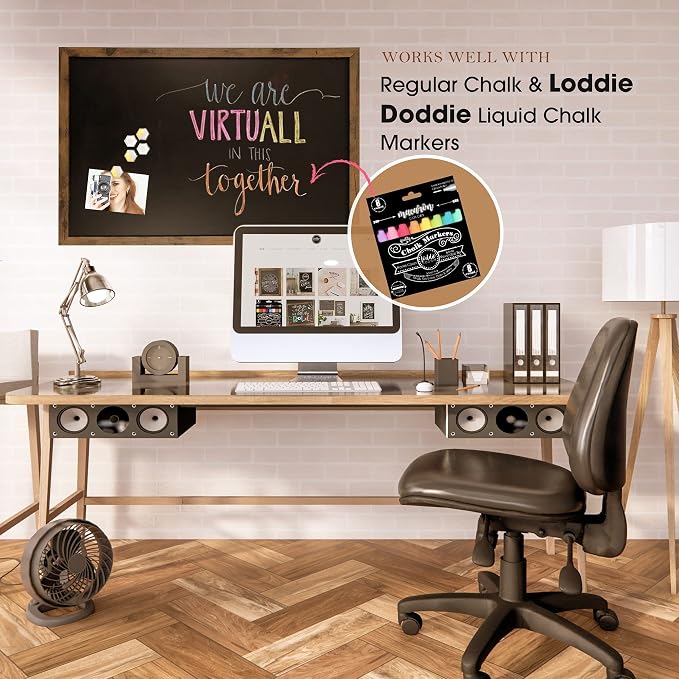 Loddie Doddie Magnetic Chalkboard - 24 x 36 in, Rustic Wood Frame - Stain Resistant Surface - Magnet Board for Wall & Photo Display - Chalkboard Calendar & Menu Sign