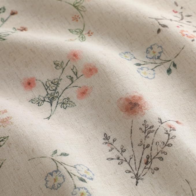 Boho Floral 100% Blackout Curtains for Bedroom 84 Inch Length 2 Panels Set, Linen Texture Farmhouse Curtains Beige Tassel for Living Room Vintage Rustic Patterned Printed Western Rod Pocket