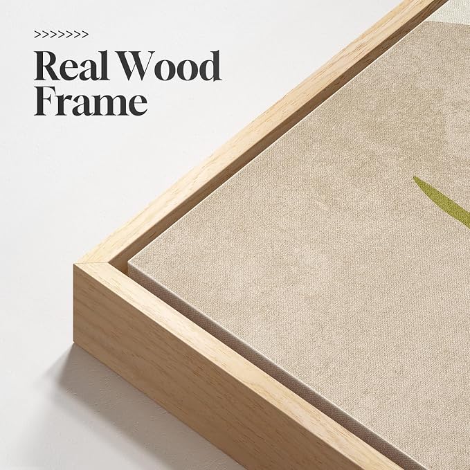Framed Sage Green Boho Abstract Wall Art for Living Room, 3 Piece Orange Terracotta Tropical Botanical Canvas Artwork for Walls, Minimalist Geometric Prints Dining Room Hallway Wall Decor, 20x30 In