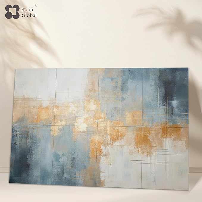 Soon Global 8-Pack Acoustical Wall Panels, 48 X 32 Inches Art Acoustic Panels, Decorative Acoustic Panels, Acoustic Wall Panels, Sound Absorbing Wall Art, Teal Aura