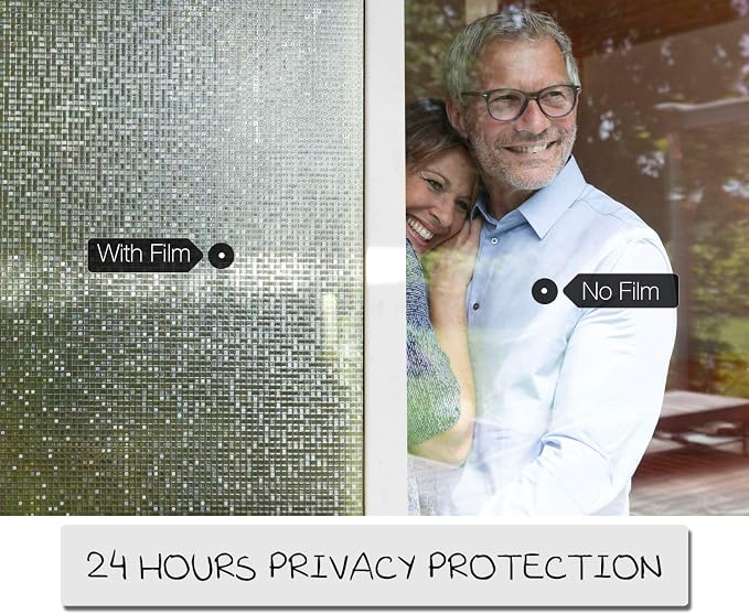 HIDBEA 3D Decorative Window Privacy Film Non-Adhesive Heat Control UV Blocking Static Cling Removable Vinyl Glass Tint for Home and Office, 23.6 x 78.7 inches